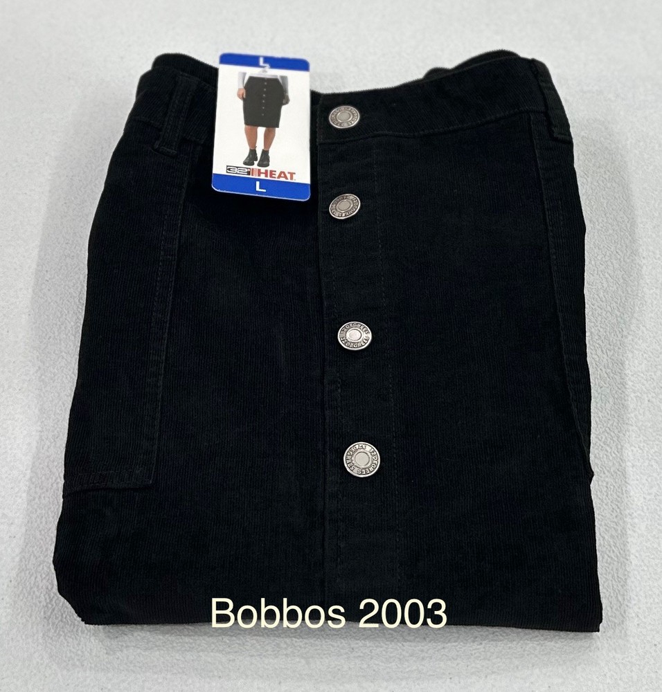 32 Degrees Heat Women's Straight Midi Corduroy Belt Loops Skort, Black, Size L