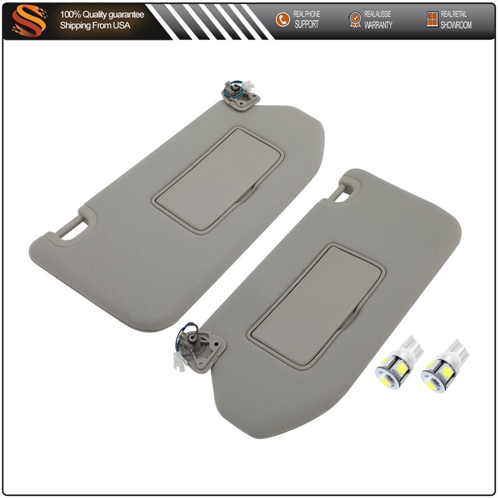 LH+RH Gray Sun Visor for INFINITI JX35 QX60 Pathfinder+License plate Light Free
