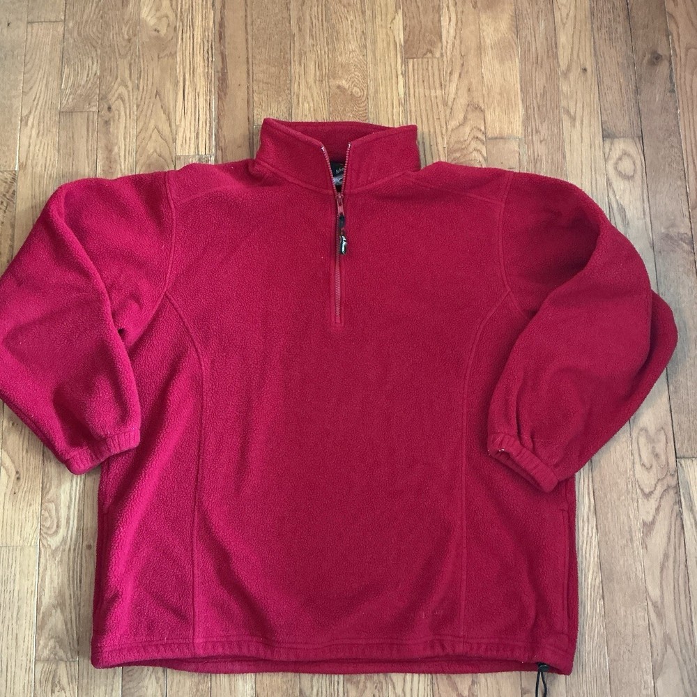 Vintage 90s L.L. Bean Women’s Red Fleece Quarter Zip Pullover Size L