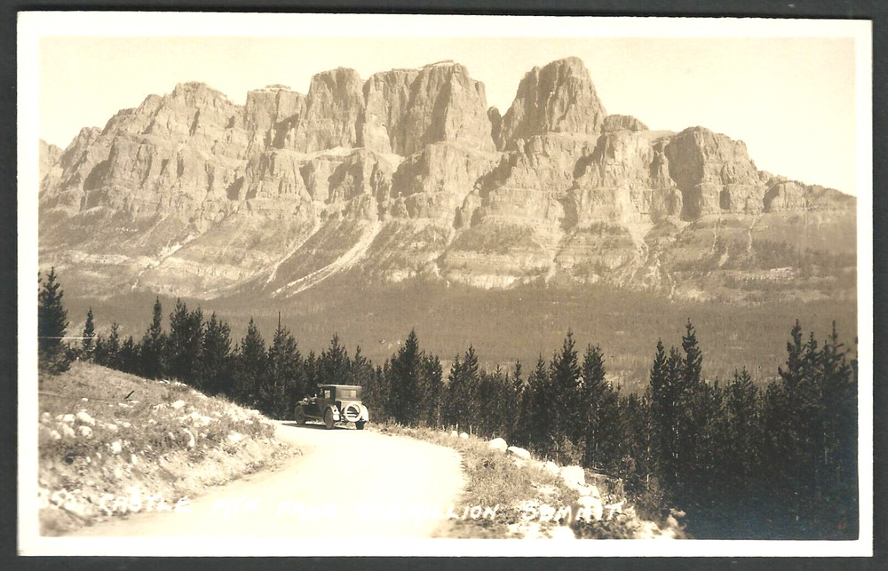CANADIAN PACIFIC RAILWAY Castle Mountain from Vermillion Summit RPPC Real photo