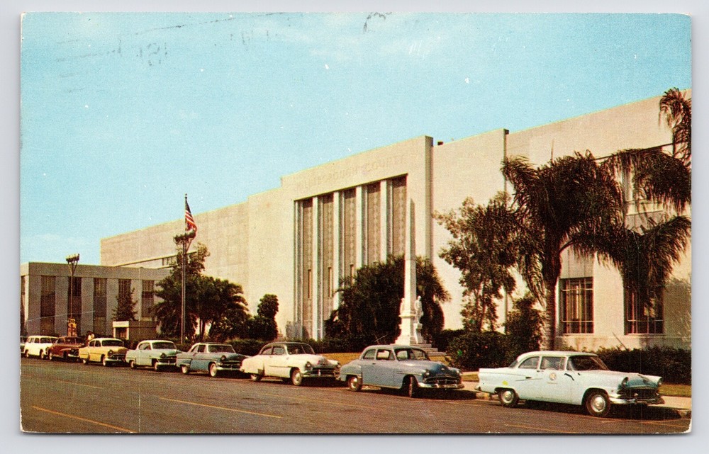 1950s Hillsborough County Court House Exterior Street Tampa Florida FL Postcard