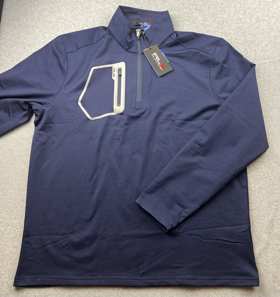 RLX Ralph Lauren Men’s 1/4 Zip Luxury Performance Pullover Size Large Navy NWT