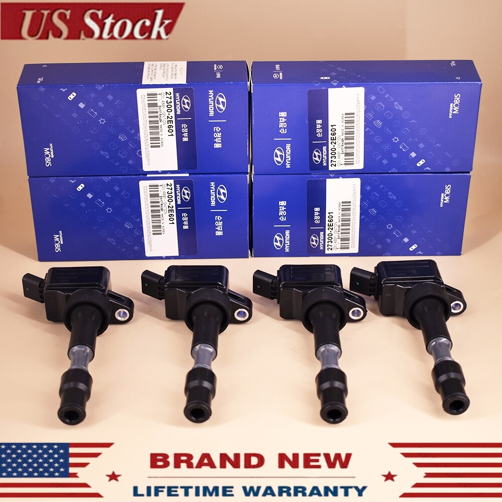 4PCS Genuine 27300-2E601 Ignition Coil UF816 For Hyundai Sonata Elantra Kona Kia