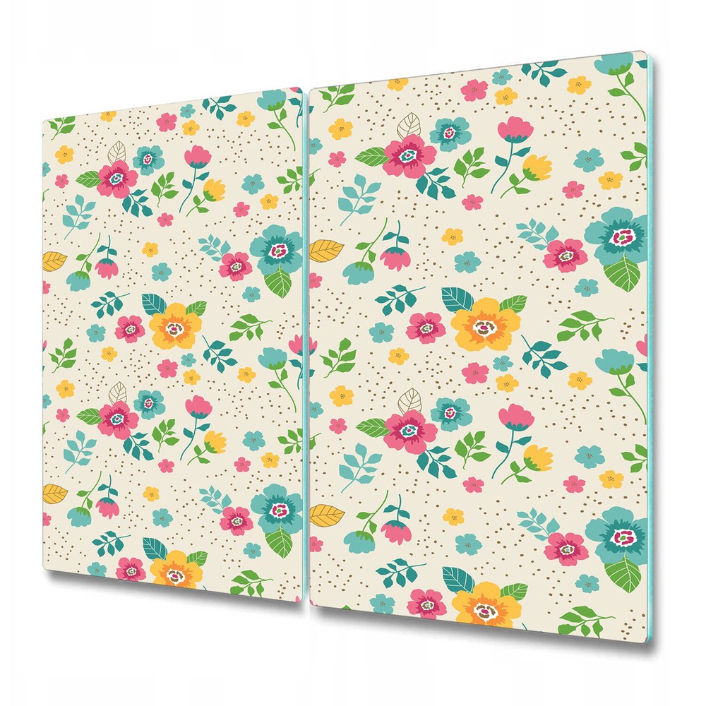 Glass Chopping Cutting Board Cute vintage floral Colourful flowers 2x30x52