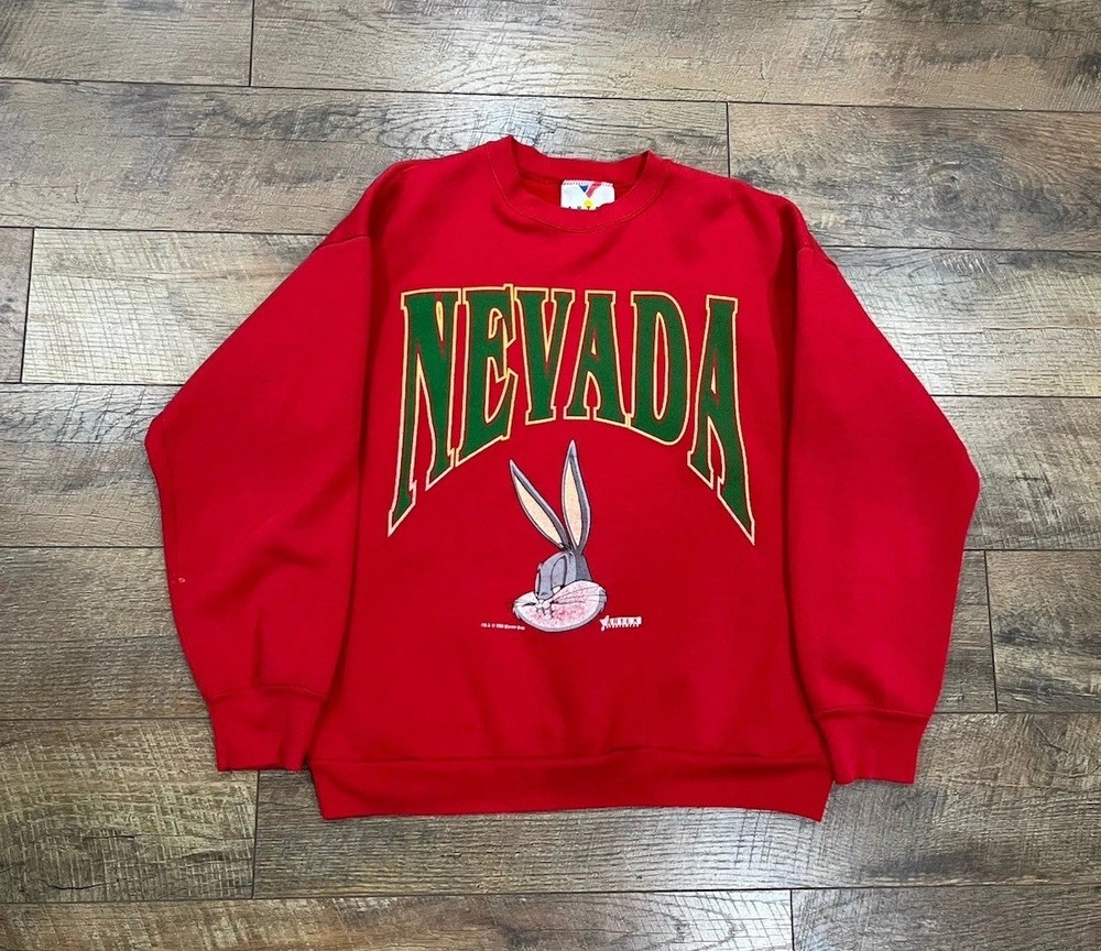 Vintage 1993 Bugs Bunny Looney Tunes Nevada Crewneck Sweatshirt Red Large 90s
