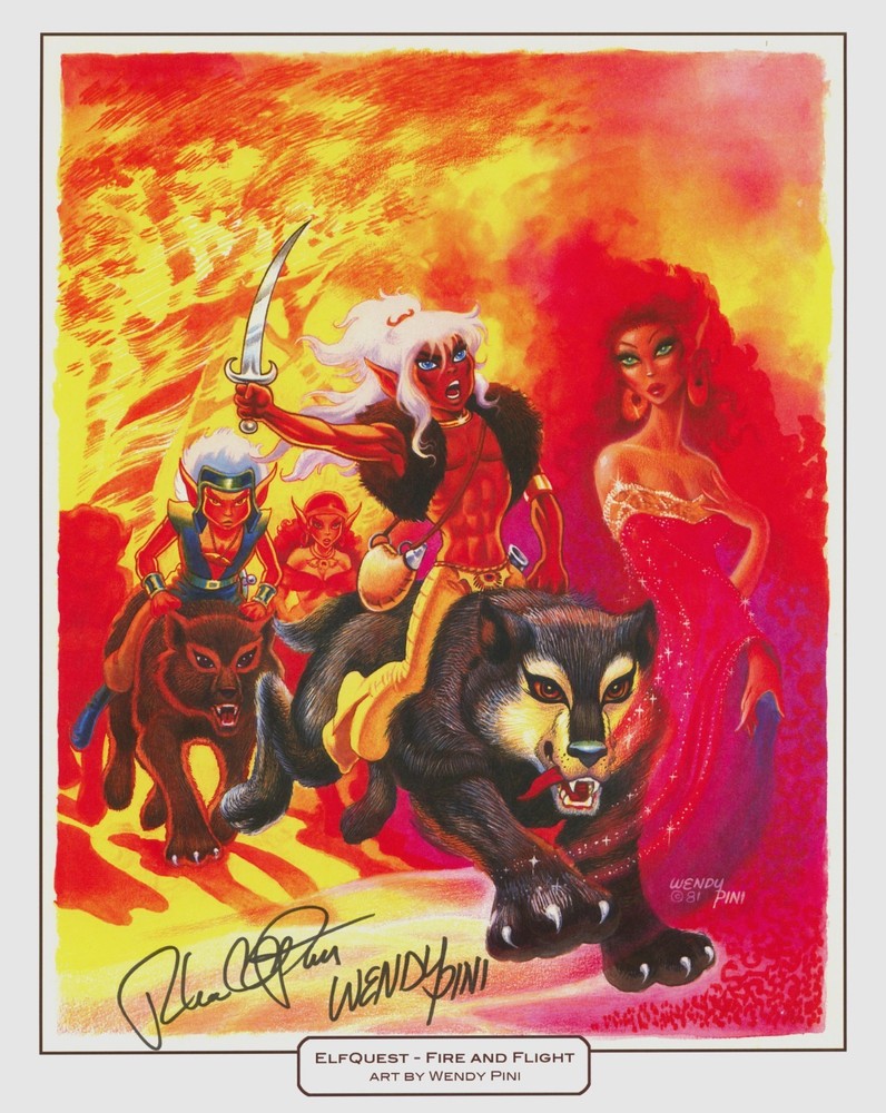 Wendy & Richard Pini SIGNED ElfQuest Fire & Flight Art Print ~ Cutter Skywise +