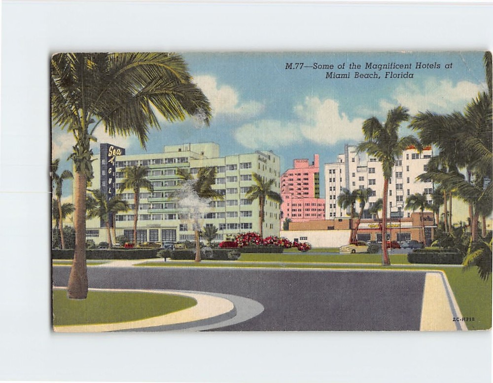 Postcard Some of the Magnificent Hotels at Miami Beach Florida USA