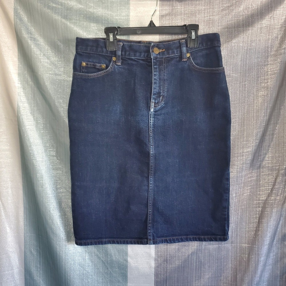 LRL Lauren Jeans Co Ralph Lauren Dark Wash Denim Pencil Skirt 4 Western  Core