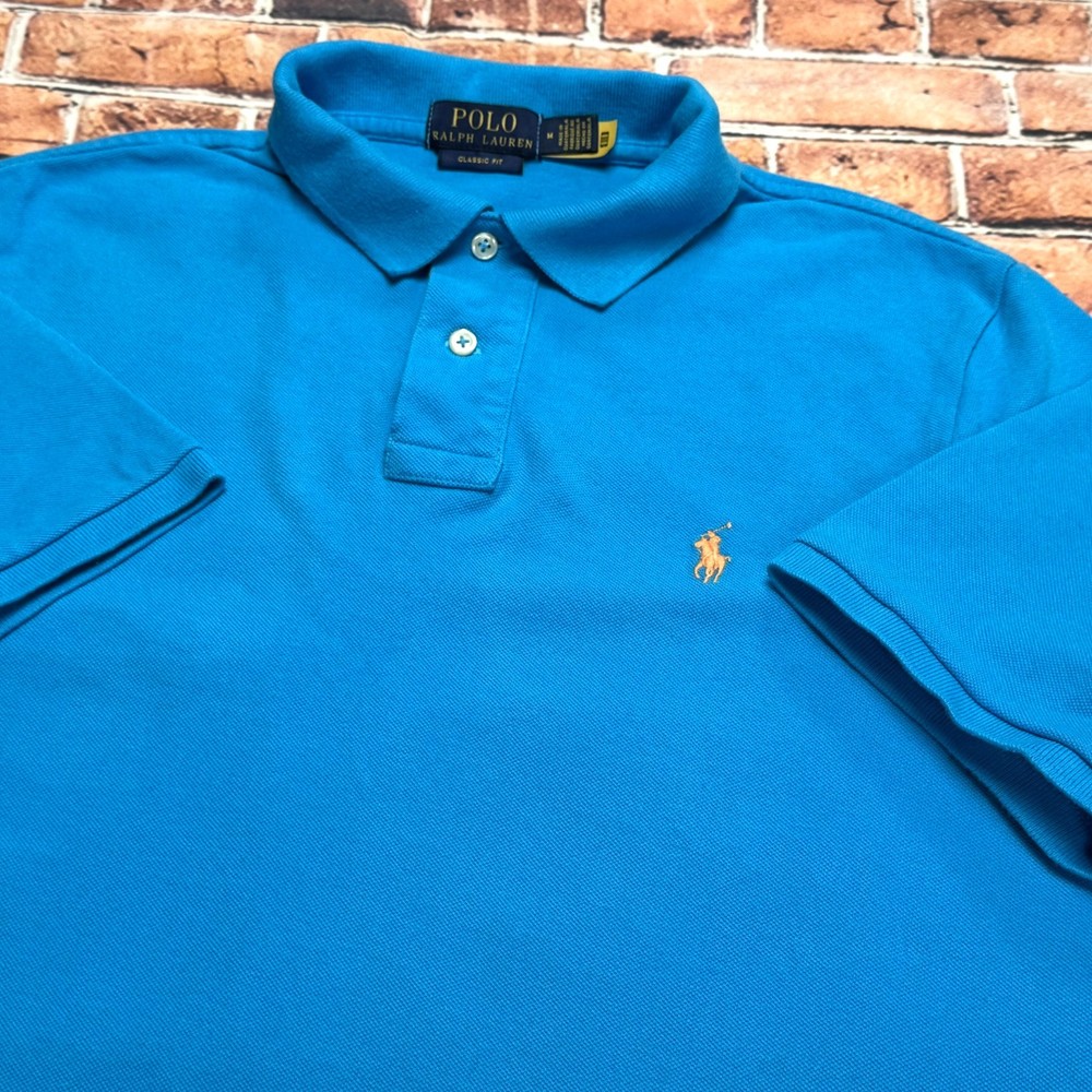 Polo Ralph Lauren Men`s MEDIUM Classic Fit Short Sleeve Iconic Polo Shirt Blue