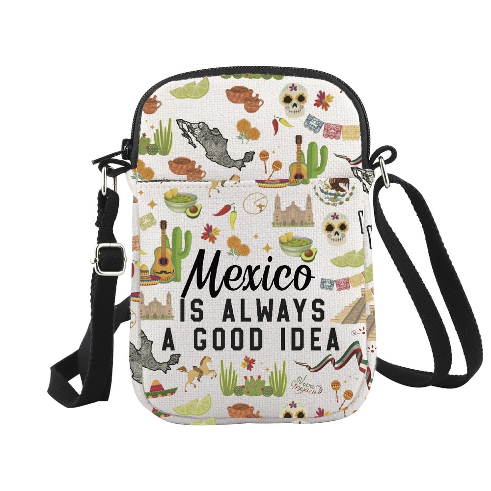 WCGXKO Mexico Trip Gift Crossbody Bag Mexican Souvenir Travel Accessory