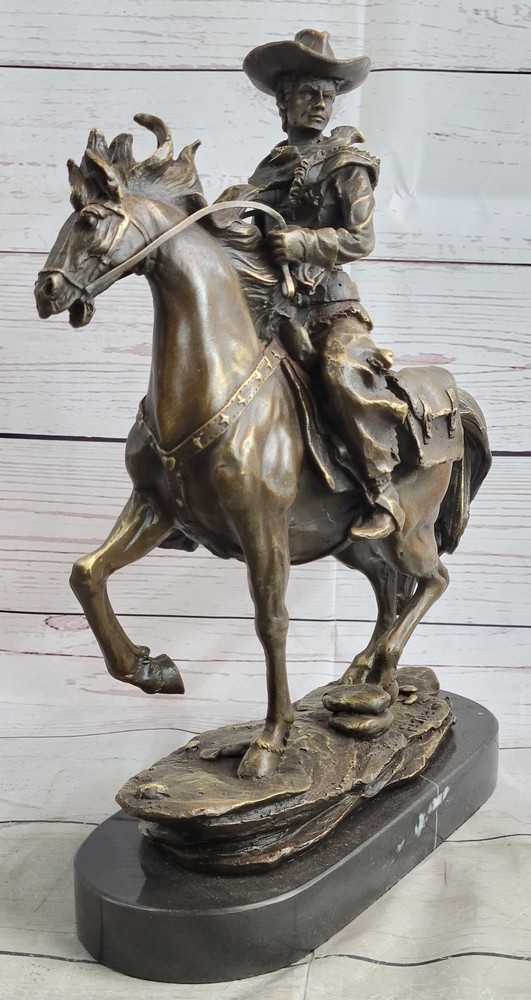 Bronco Buster Kamiko Western Cowboy Horse Rodeo Rider Bronze Marble Statue Gift