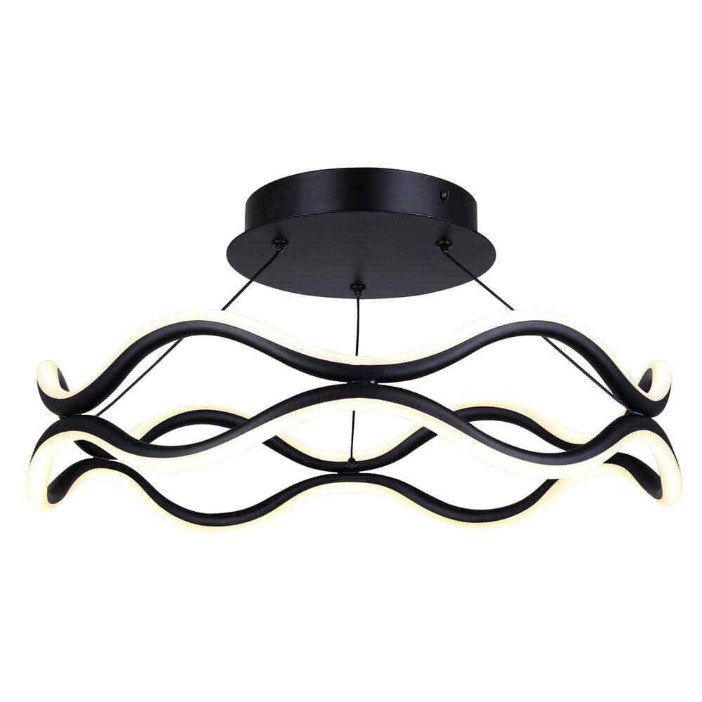 CASTRA 16.88-Inch 28.5W Black LED Contemporary Semi-Flush Mount Light Fixture