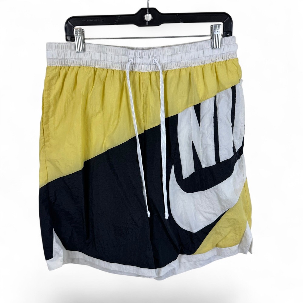 Nike Mens XL Futura Basketbal Colorblock Nylon Mesh Lined Shorts Yellow Black