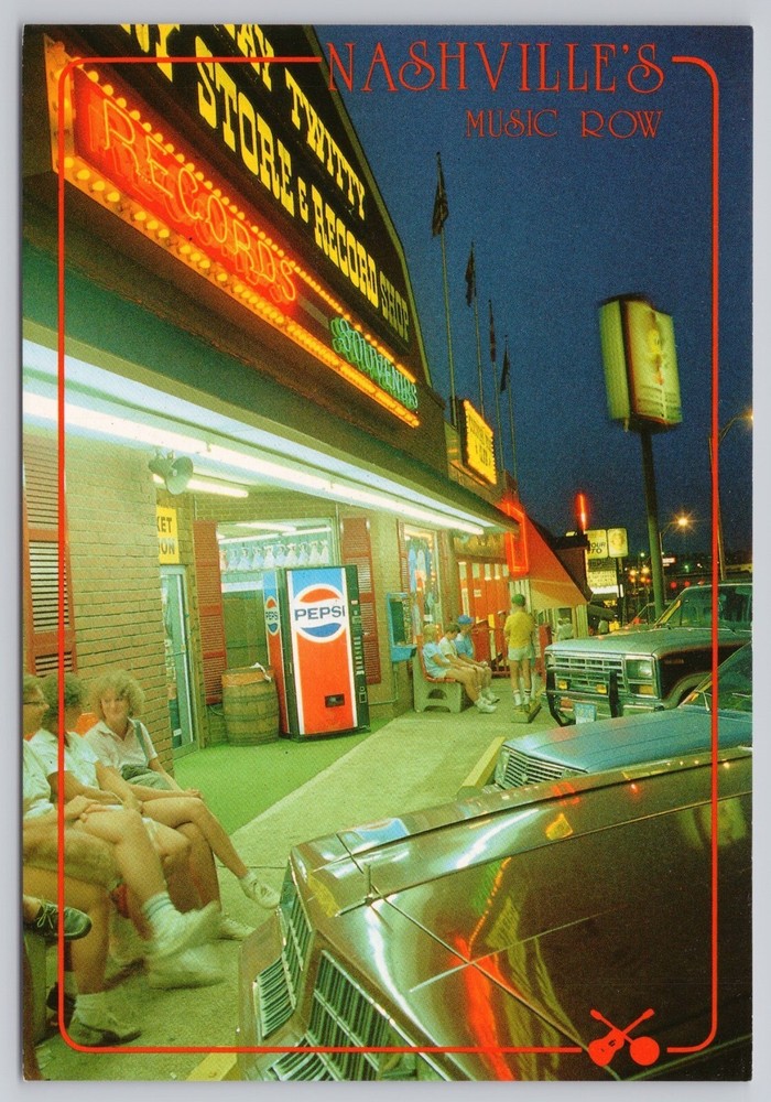 Nashville Tennessee, Music Row Pepsi Vending Machine Neon Signs Vintage Postcard