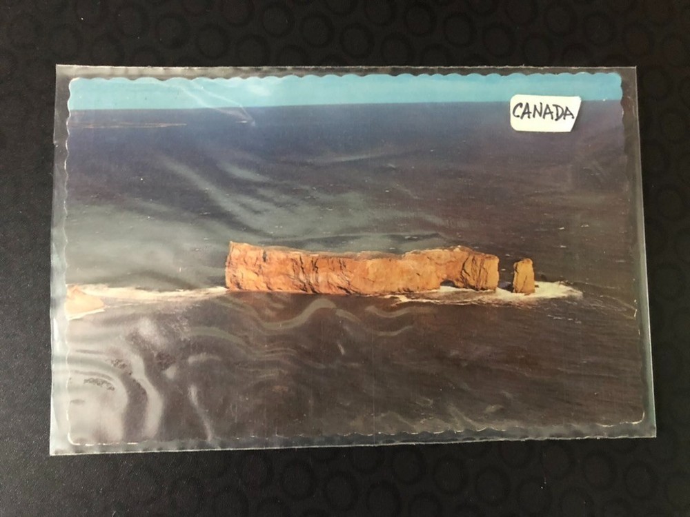 Vintage Postcard- Aerial View of the Perce Rock in Quebec Canada