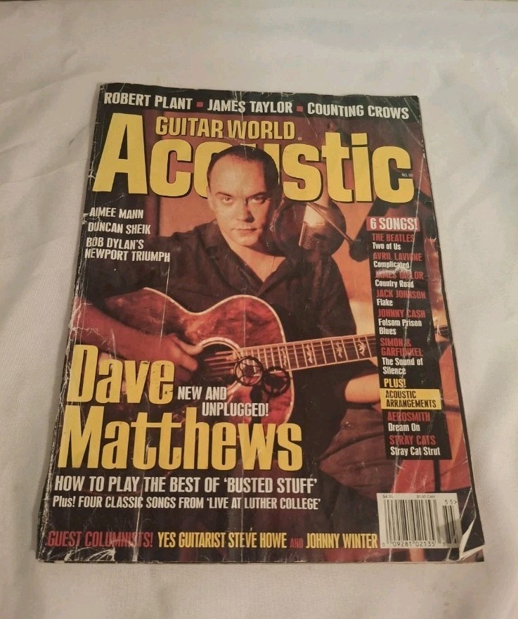 GUITAR WORLD ACOUSTIC MAGAZINE - #55 - 2002 - DAVE MATTHEWS Cover, PLANT, TAYLOR