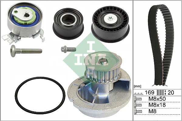 530 0078 31 INA water pump + timing belt kit for Opel, Vauxhall