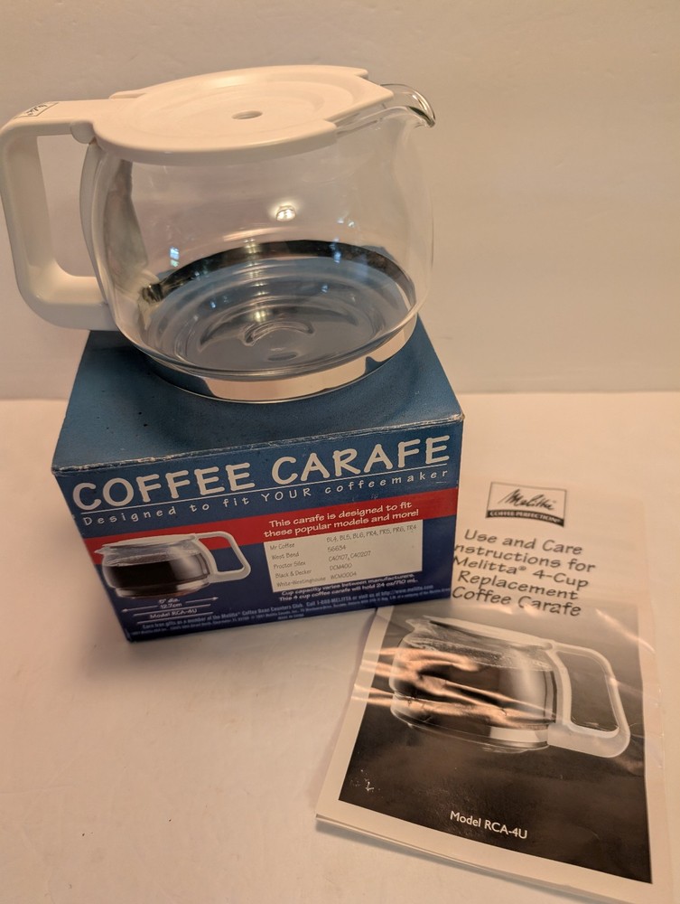 MELITTA 4 Cup Automatic Drip Coffee Maker Carafe Model RCA-4U White Lid NIB