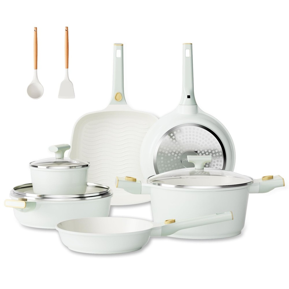 22-Piece Nonstick Ceramic Cookware Set with Removable Handles