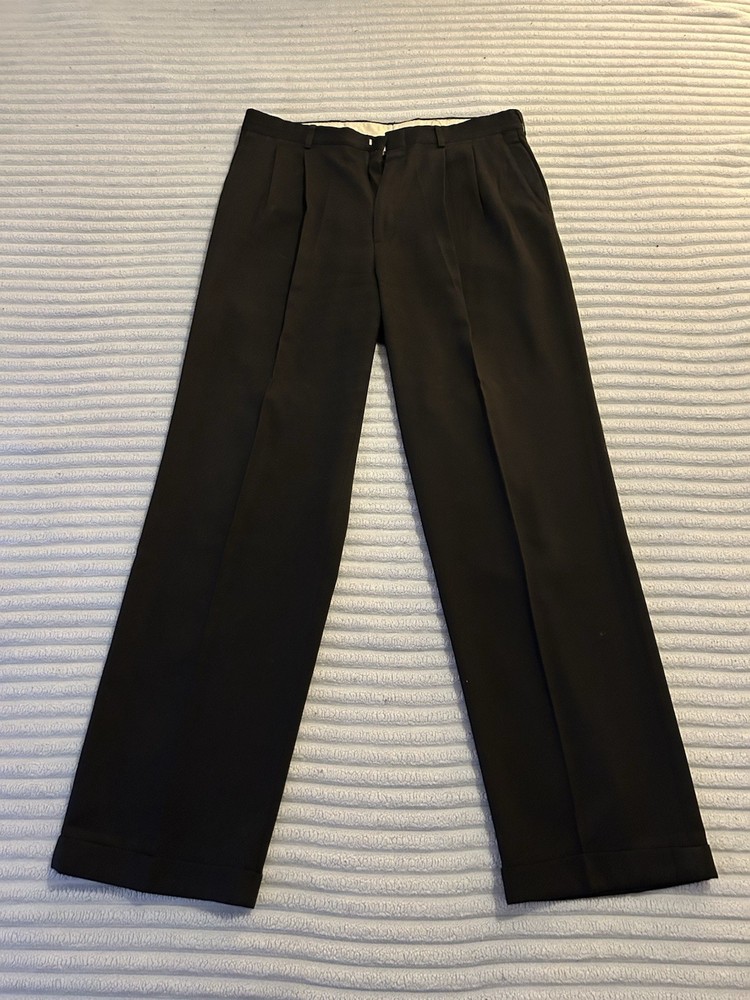 Haggar Men's Vintage Brown Pleated Trousers, Tagged Size 34x32, Made in USA