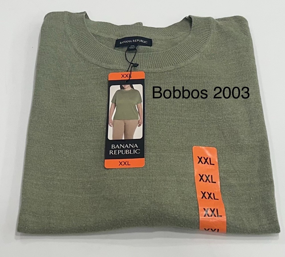 Banana Republic Women's Linen Blend Short Sleeve Top, Green, Size XXL