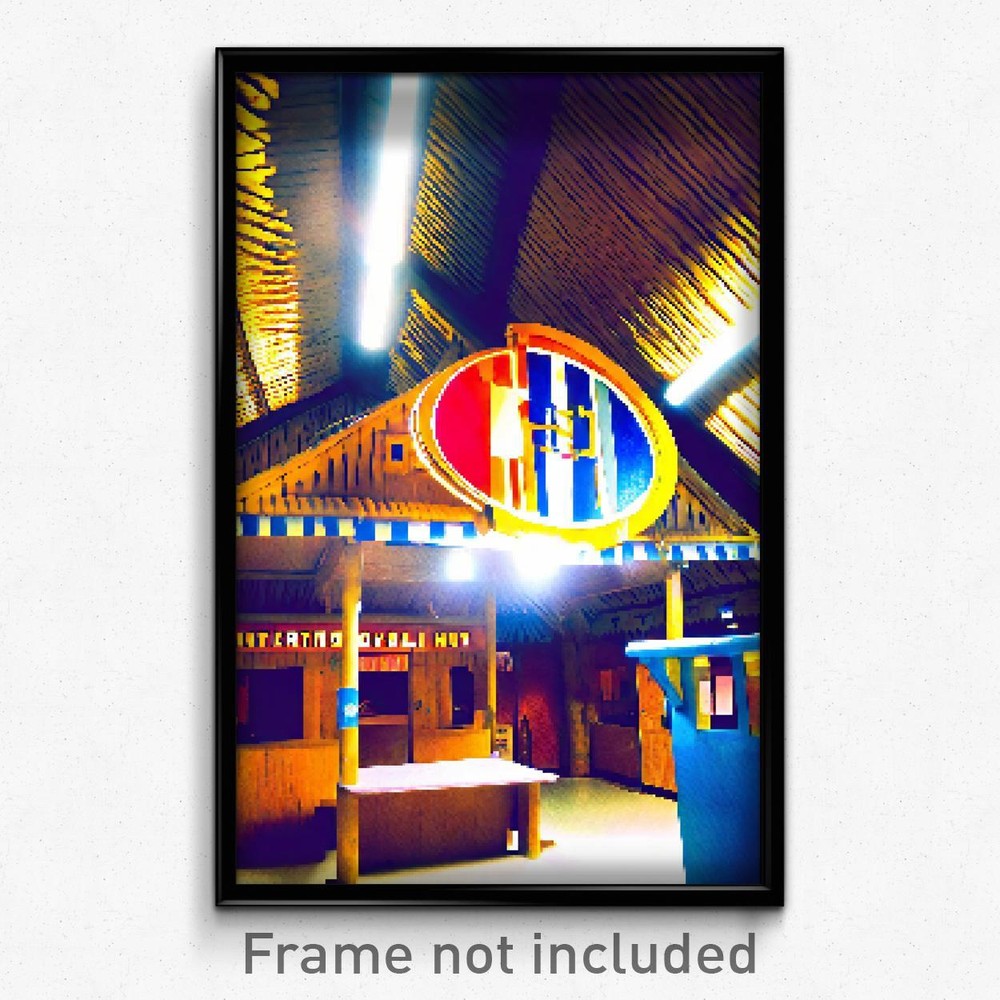 Pixel Art Poster - International Hut (8 Bit Psychedelic Trippy Video Game Print)