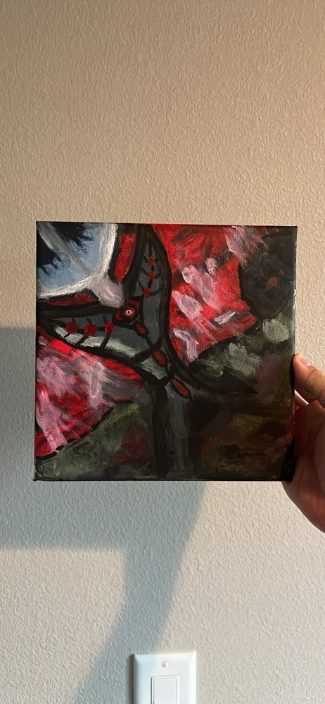 Acrylic Painting Original 8x8 – Abstract Horror / Surreal Art