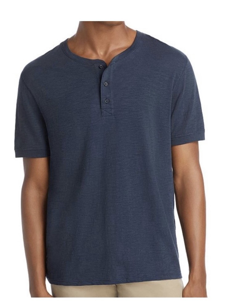 Theory Gaskell Short Sleeve Henley T-shirt Medium blue soft designer casual