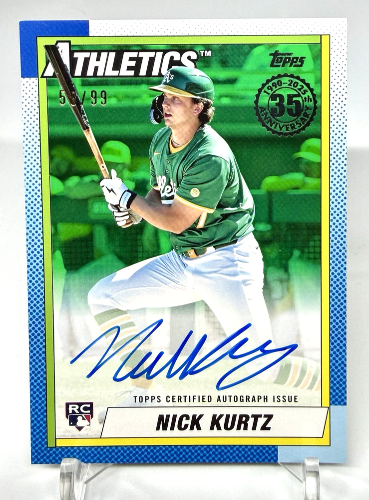2025 Topps Update Nick Kurtz 1990 Auto Green #90AU-NK RC Rookie /99 Color Match