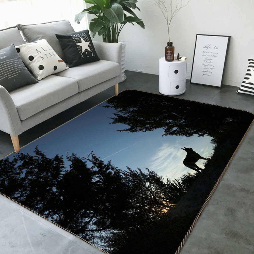 3D Dusk Wolf Shadow Non-Slip Rug Animal Print Elegant Carpet Mat