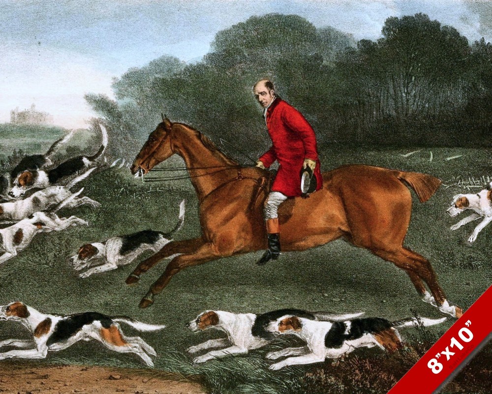 ENGLISHMAN FOX HUNT HORSE EQUESTRIAN HUNTING ART PAINTING REAL CANVAS PRINT
