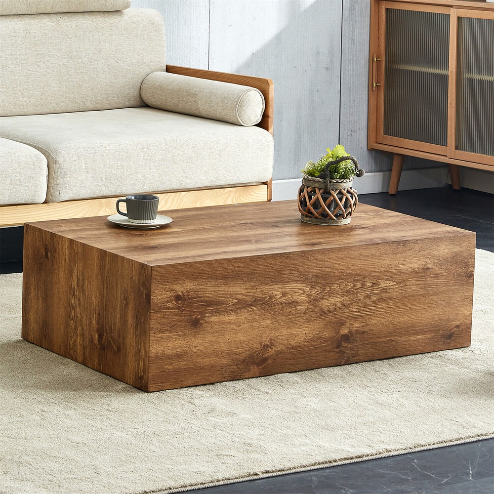 MDF Coffee Table with Wood Texture Durable Design 39x24x12 Inch
