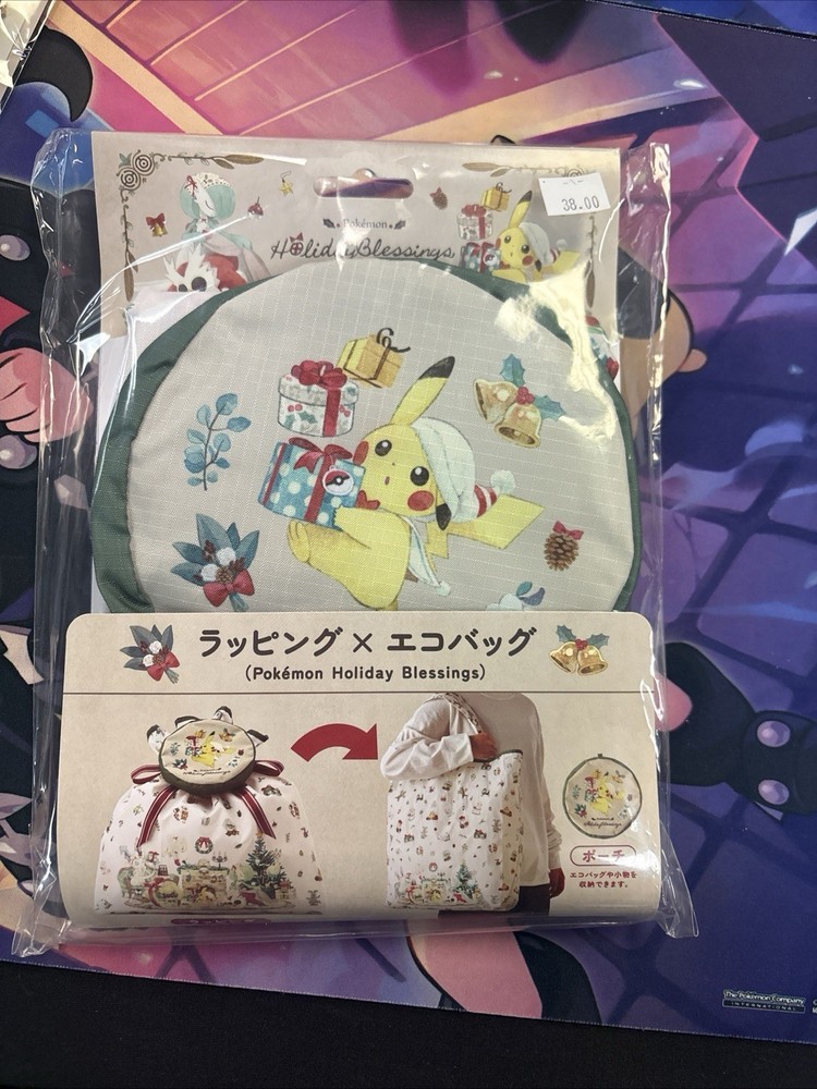 Pokemon Center Exclusive Holiday Blessings Wrapping Eco Bag Gift Tote NEW