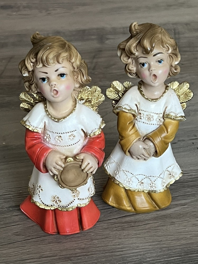 Vintage A. Lucchesi Angel Choir Carolers Set Of 2 Figurines Made in Italy