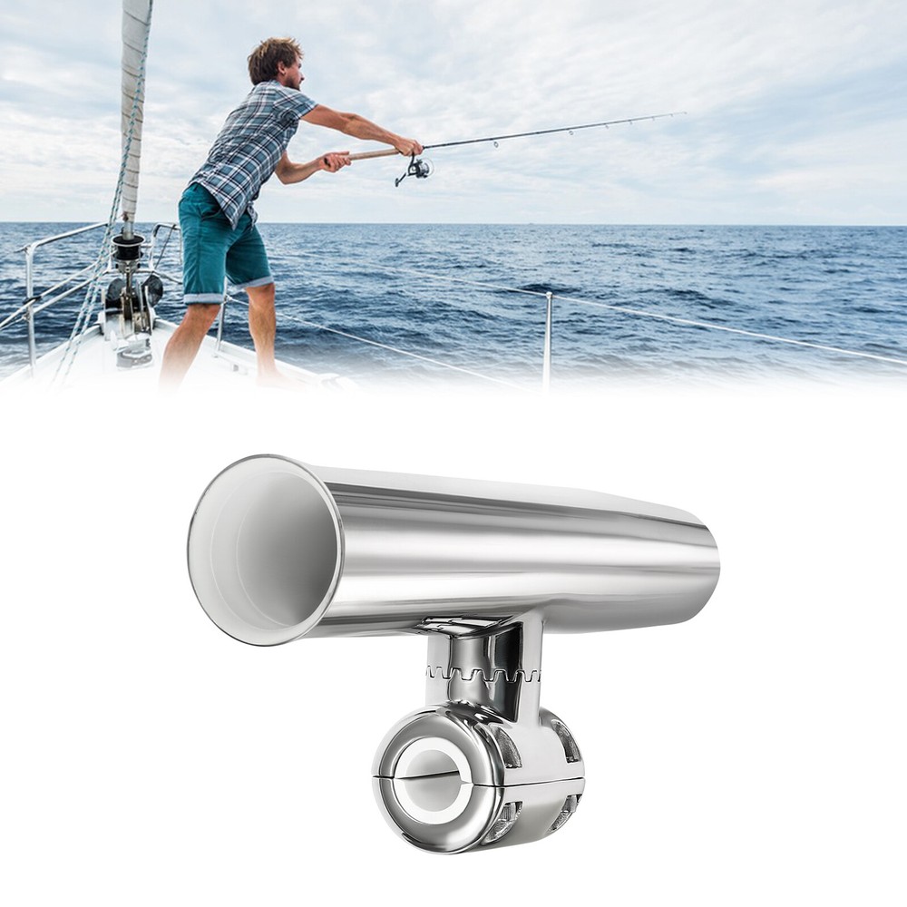 Stainless Steel 7/8 to 1 Inch Rail Mount Boat Fishing Rod Holder for Yachts USA Made