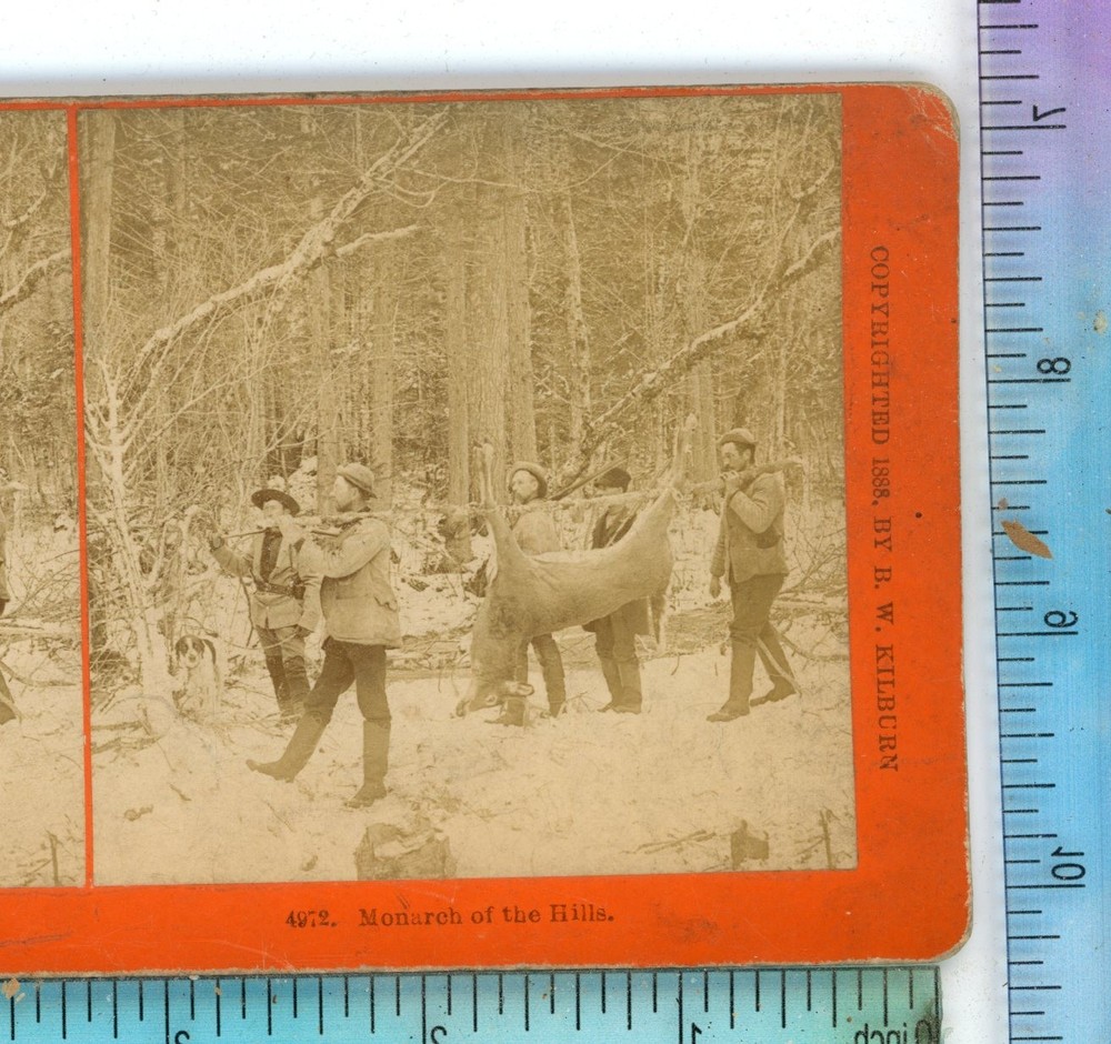 Monarch of the Hills Deer Hunting Kilburn Stereoview
