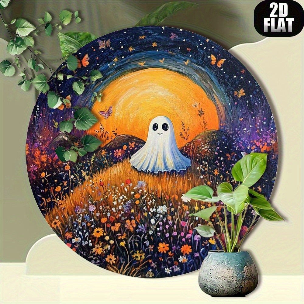 Retro Style Small Hill Round Aluminum Wall Decoration