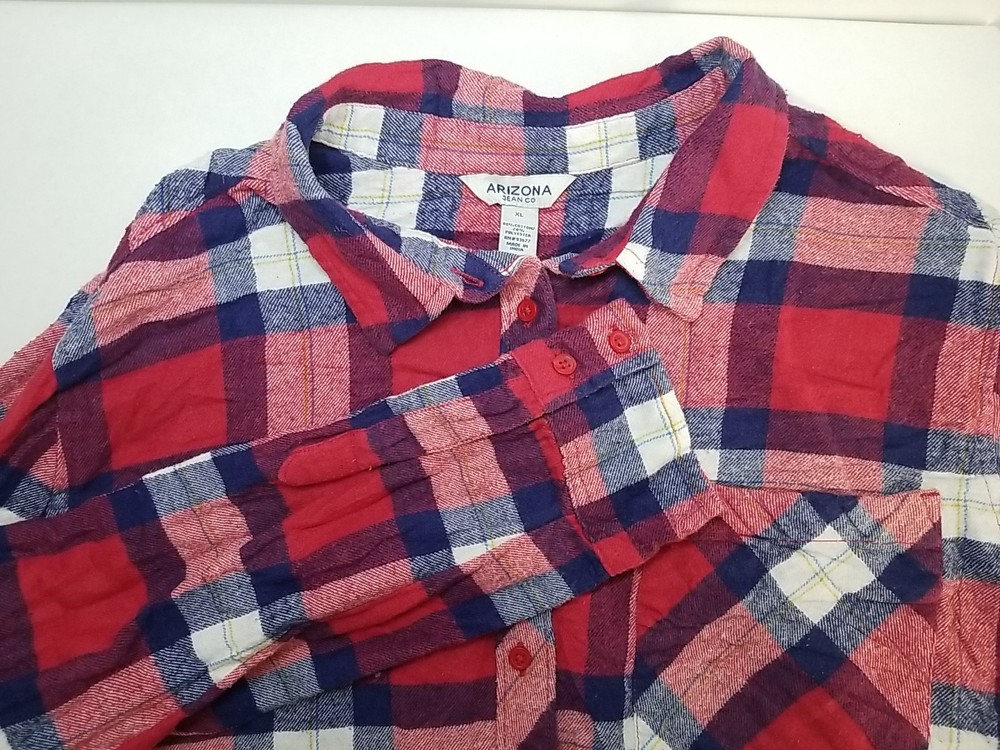 ARIZONA JEAN CO Womens Plaid Flannel Shirt Long Sleeve Button Up XL