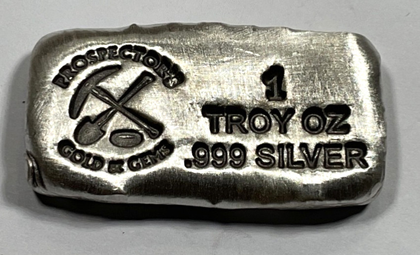 Prospector's Gold & Gems 1 oz Hand Poured .999 Silver Bar