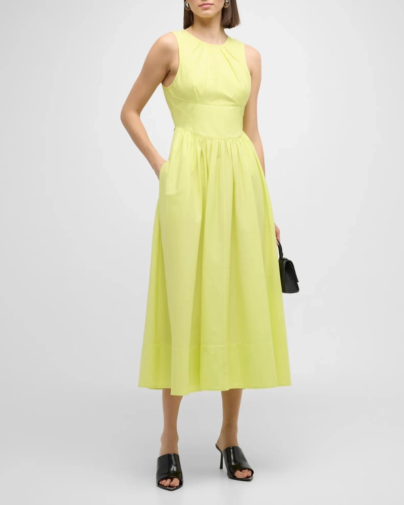 Cinq a Sept Benita Fit & Flare Dress, Lime Kiss, Size 0 0237