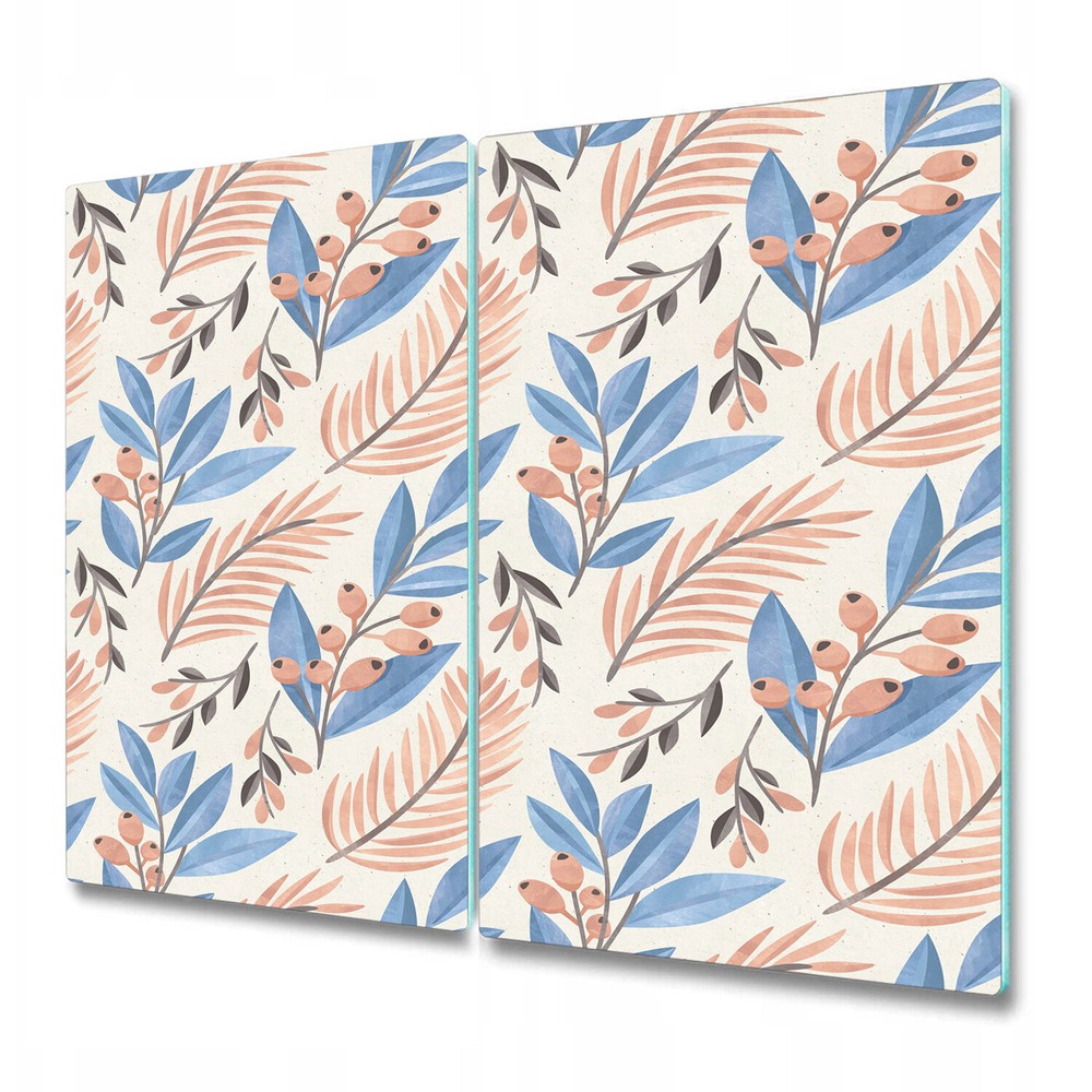 Glass Cutting Board Worktop Saver Serenity blue floral rowanberry vintage