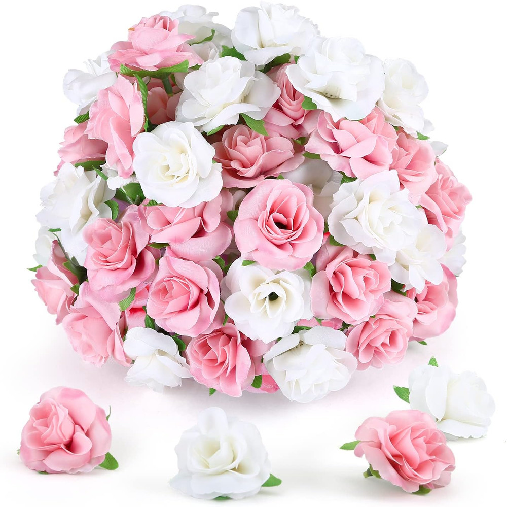 50pc Mini Silk Rose Heads 1.6