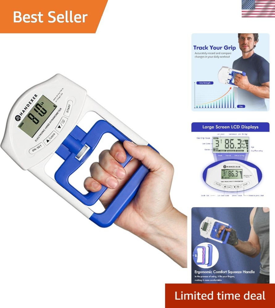 Accurate Grip Strength Tester for Athletes - Digital Hand Dynamometer 265lb-image