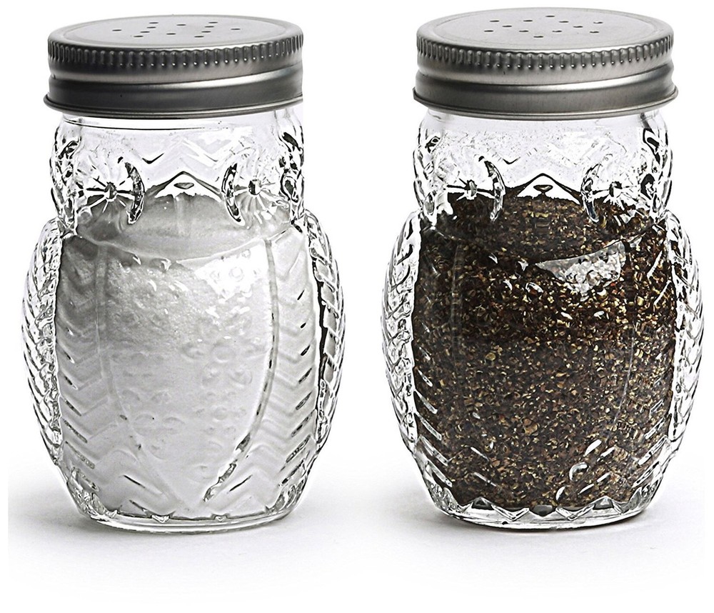 Circleware Owl Glass Salt and Pepper Shakers, Set of 2, 5 ounce