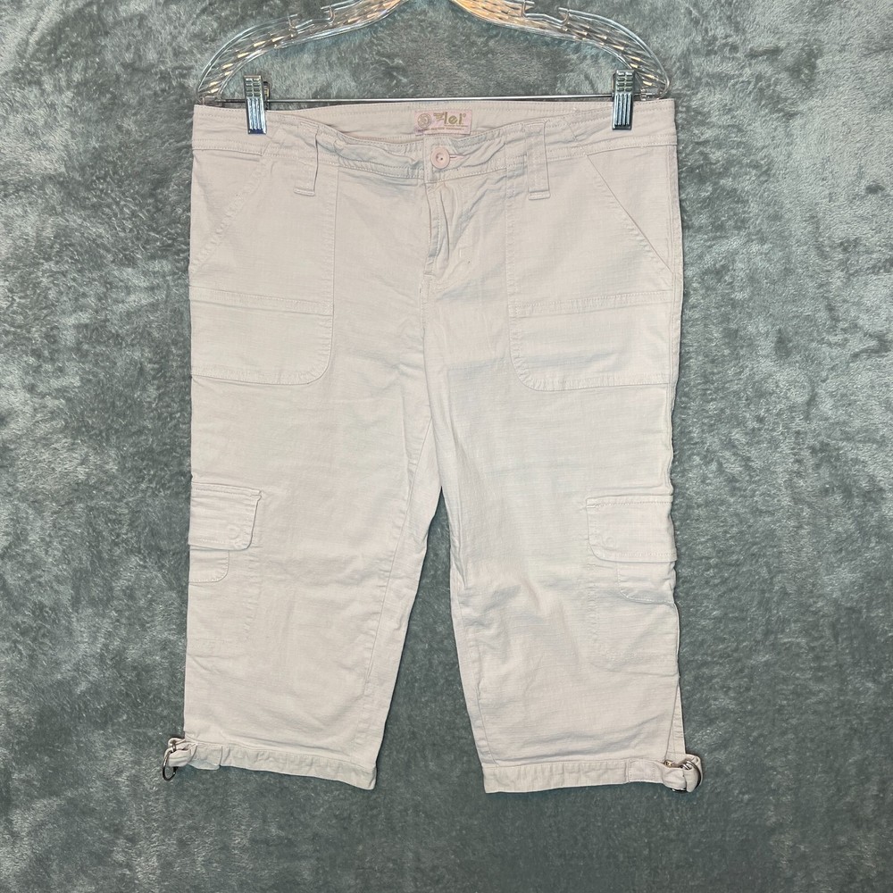 LEI Juniors Y2K Low Rise Straight Stretch Ripstop Utility Cargo Capri Pants 9