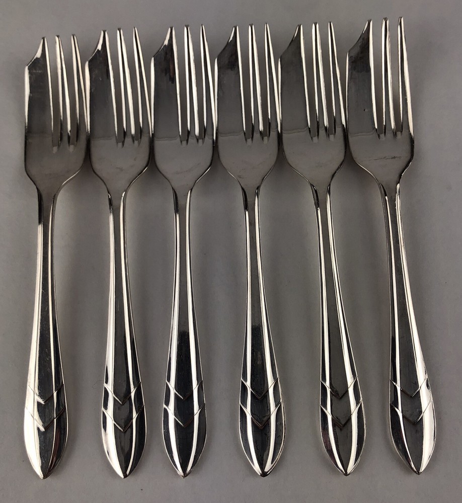 FG EPNS Sheffield England Silver Plated Pastry Pie Forks  Set of 6 Vintage