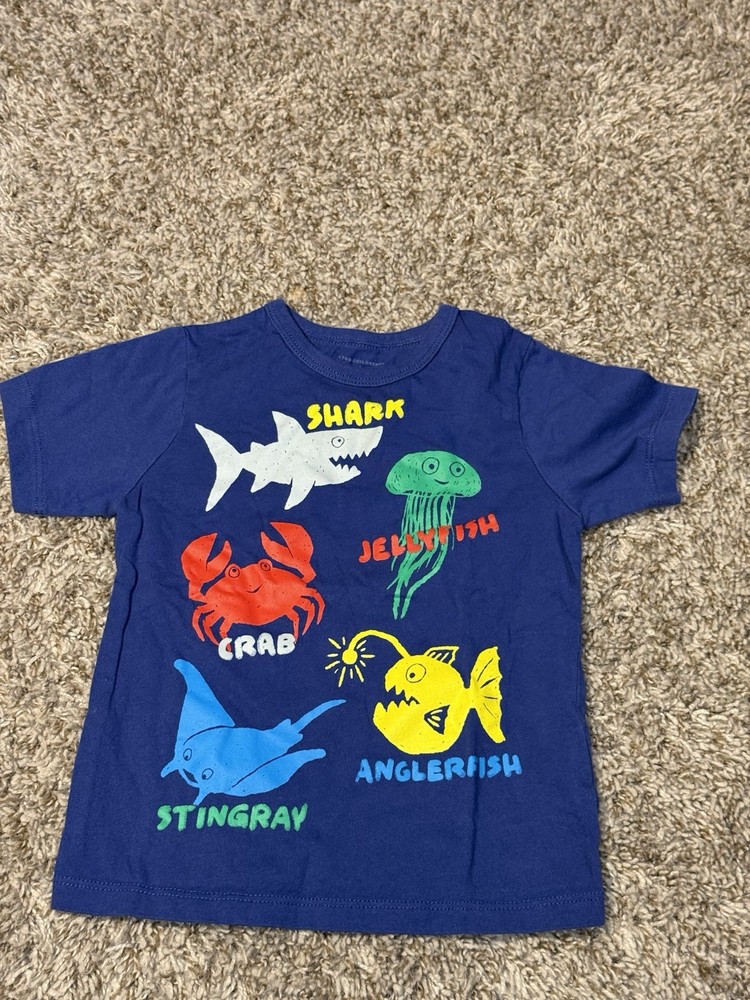 The Children's Place Toddler Boys 2T Sea Life Shark Jellyfish Graphic Tee Blue
