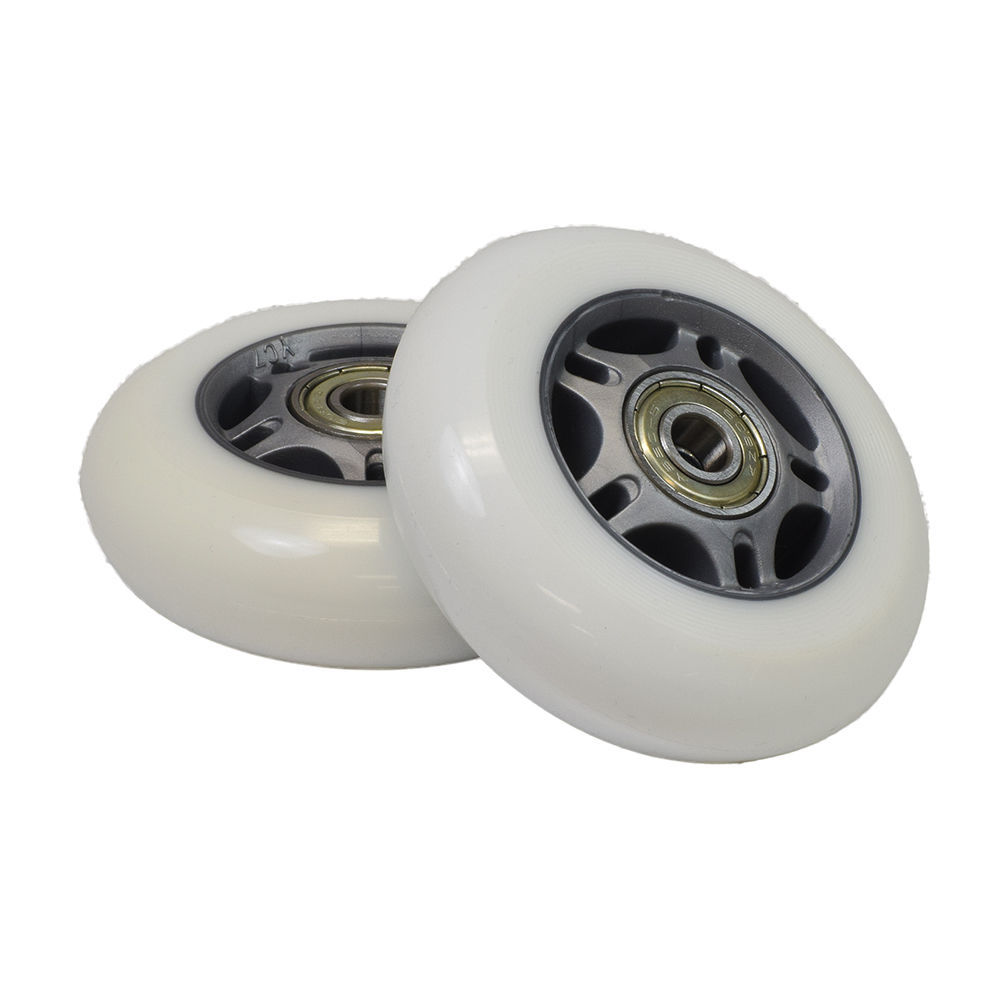 White Wheel Silver Hub 76 mm Wheels for the Razor Crazy Cart (V1 - 6) (Set of 2)