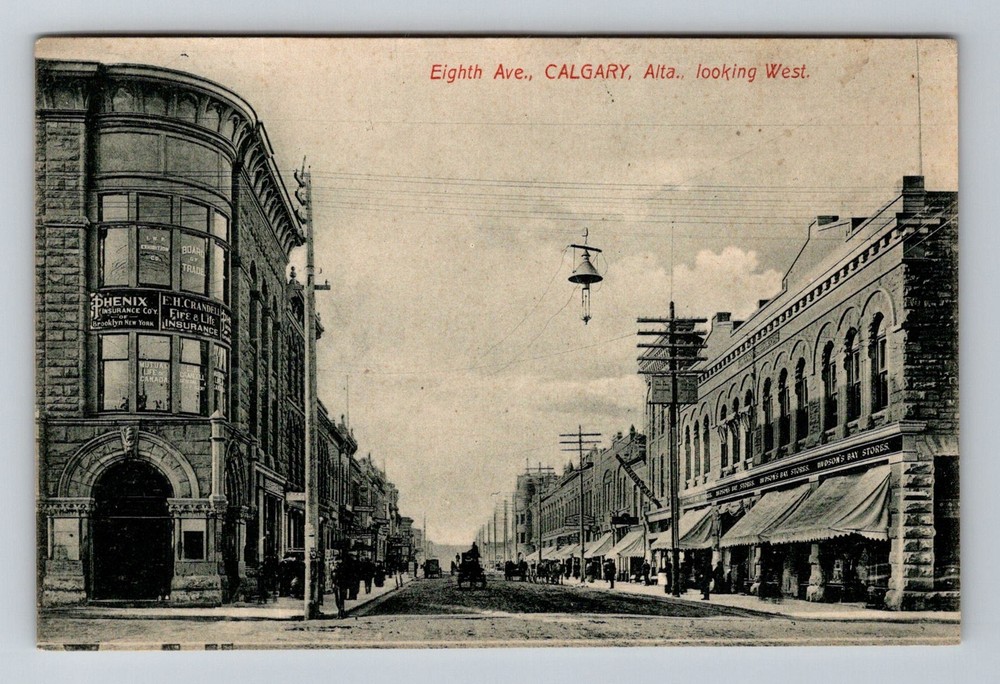 Canada- Calgary Alberta Eighth Ave Looking West Old Postal View Vintage Postcard