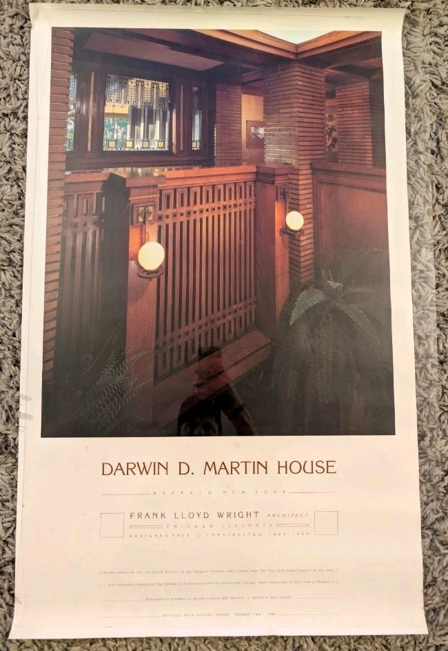 Frank Lloyd Wright Darwin D. Martin House Vintage Exhibition Poster 1986